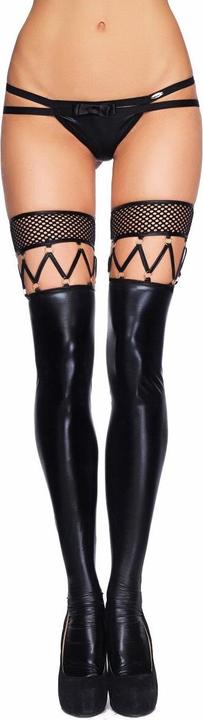 Actual product image 7 Heaven Wetlook, Fishnet and Strappy Stockings (L, XL)
