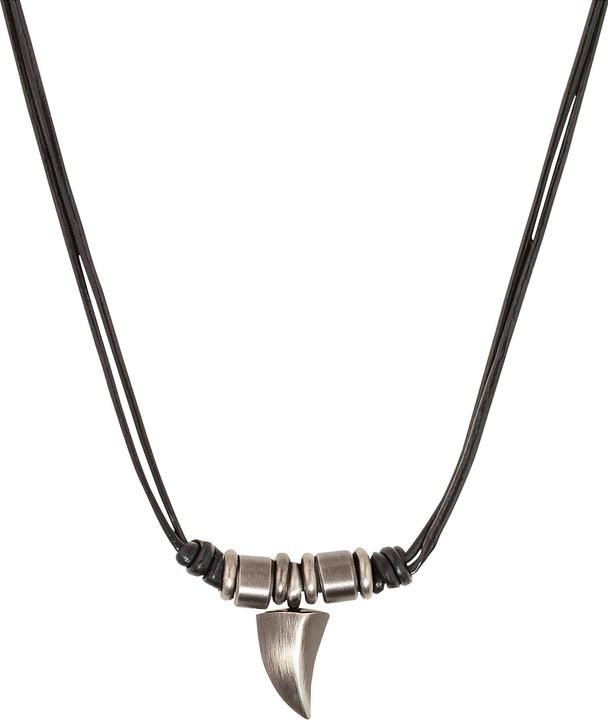 S.Oliver Halsschmuck für Herren, Leder, Stainless Steel | Zahn (Edelstahl, Leder, 40 cm)