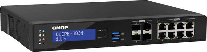 Image du produit QNAP QuCPE-3034-C3758R-16G Intel Atom C3758R 8x2.5GbE ports RJ45 et 4x10GbE ports SFP+ 2xM.2 2280 N (12 Ports)