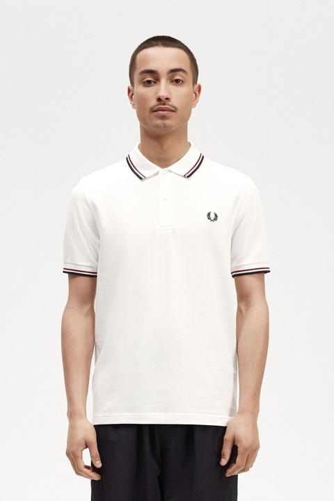 Actual product image Fred Perry Twin Tipped Polo Shirt Short Sleeve Snow White (XXL)