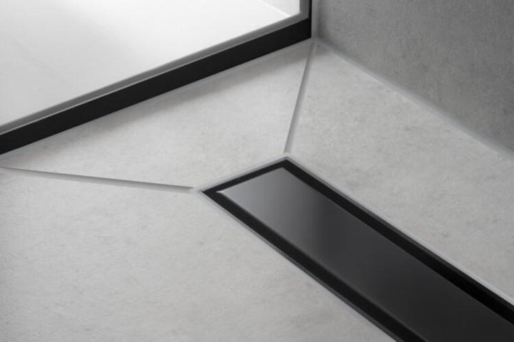 Produktbild hansgrohe Duschrinne RainDrain Match, mit höhenverstellbarem Rahmen 800 mm, mattschwarz (800 mm)