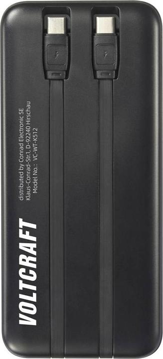 Actual product image Voltcraft VC-WT-K512 Powerbank 10000 mAh Fast Charge LiPo Black Status indicator (10000 mAh, 18 W, 37 Wh)