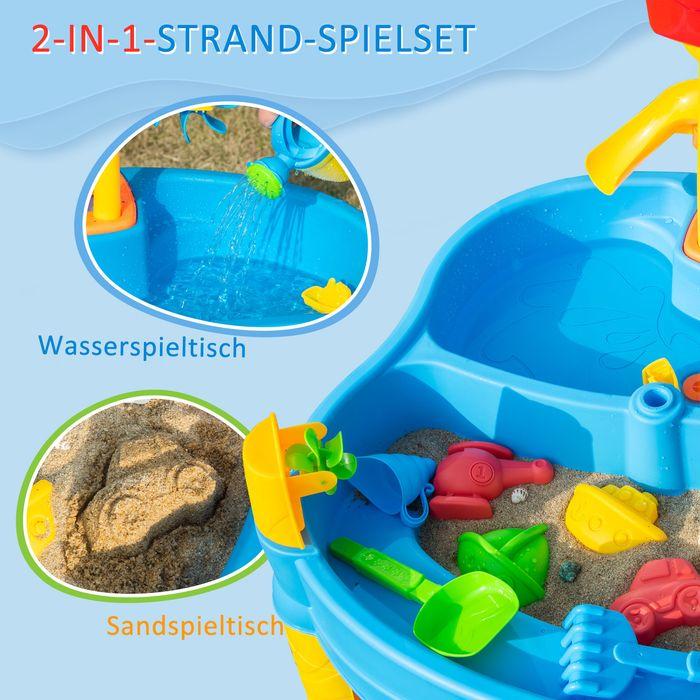 Image du produit Swisshandel24 Table de jeu de sable et d'eau 2 en 1 pour les activités de sable et d'eau en plein air 25 pièces