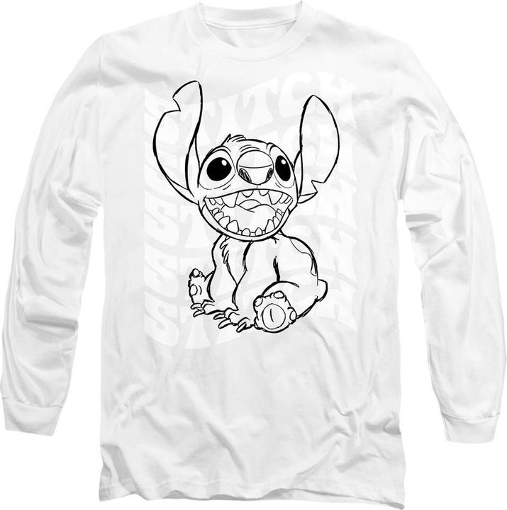 Actual product image Lilo & Stitch Unisex Adult Sketch Name Repeat T-Shirt (L)
