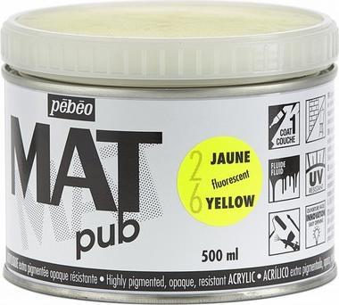 Actual product image Pebeo Acrylic Mat Pub (Fluorescent Yellow, 500 ml)