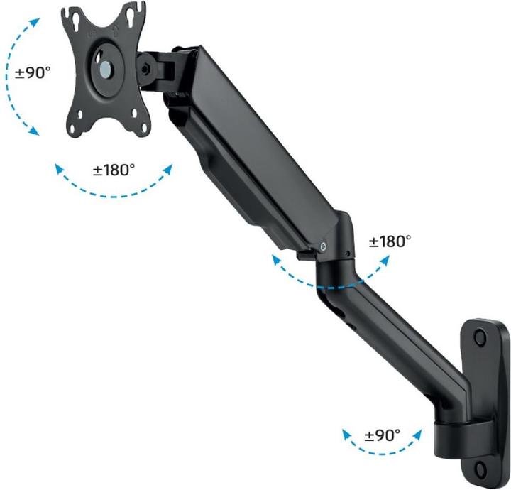 Actual product image Techly Rotatable wall bracket for 1 display 17-32" with gas spring (Wall, 32", 9 kg)