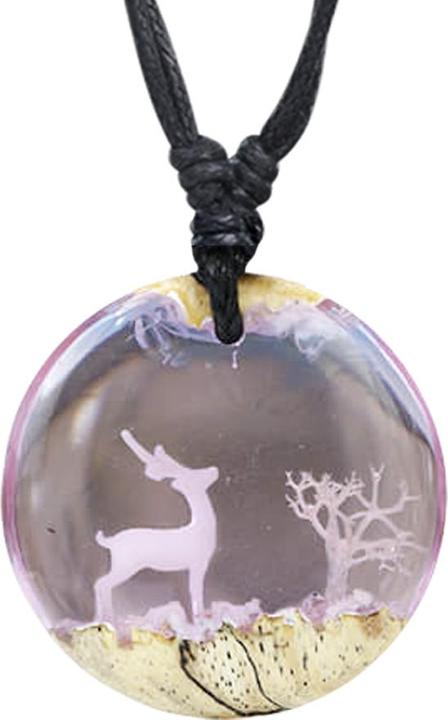 Produktbild Star Piercing Halskette schwarz Anhänger Hirsch im Schnee Epoxy lavendel aus Tamarind Holz (ohne Messing, Organisch)