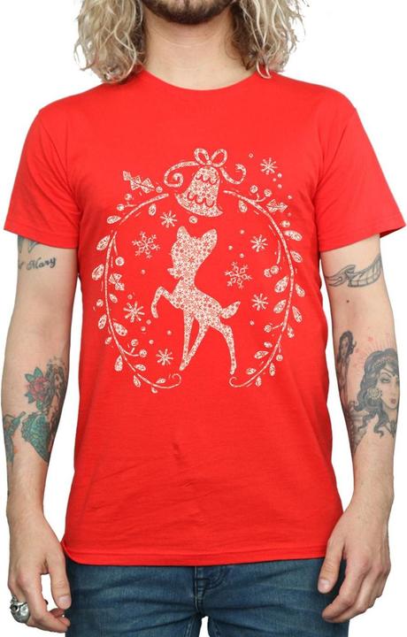 Actual product image Disney Mens Bambi Christmas Wreath T-Shirt (M)