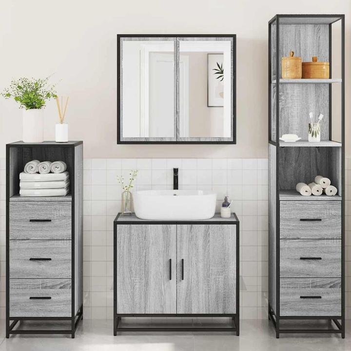 Immagine prodotto VidaXL Set di mobili da bagno a 4 pezzi Grigio Sonoma in legno