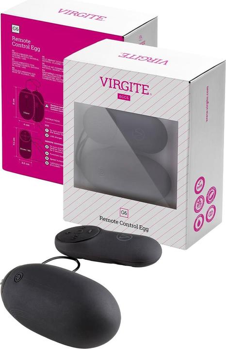 Produktbild Virgite Vibrator-Ei, G6, wiederaufladbar, Schwarz, 230 g
