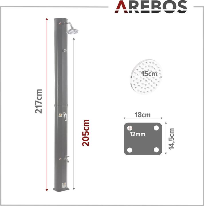 Produktbild Arebos Solardusche mit Bodenplatte