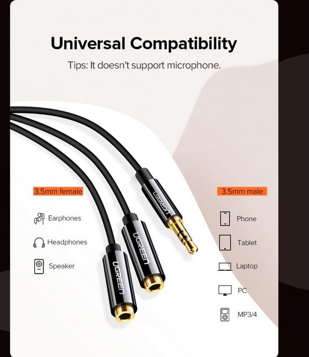 Image du produit Ugreen Séparateur audio stéréo 3,5 mm (0.20 m, Jack 3,5 mm (AUX))