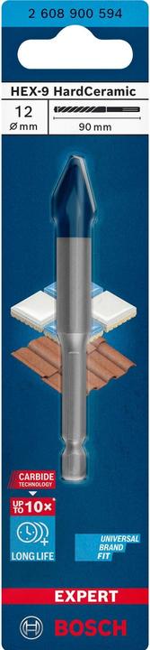 Immagine prodotto Bosch Professional Zubehör Punta Expert HEX-9 HardCeramic, 12 x 90 mm (12 millimetri)