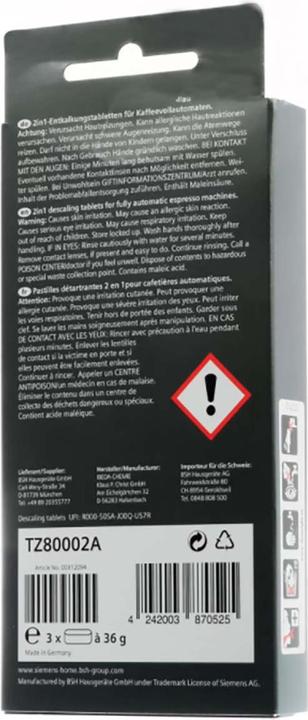 Immagine prodotto Siemens Pastiglie decalcificanti TZ80002A (342 ml)