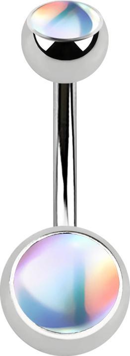Immagine prodotto Star Piercing Banana argento con due sfere bianche iridescenti (senza ottone, Acciaio chirurgico 316L)