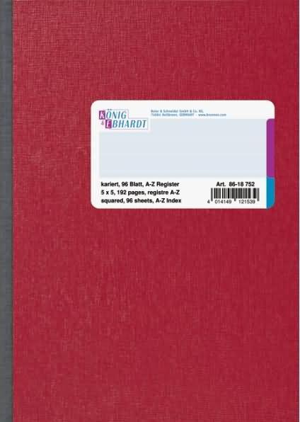 Produktbild König & Ebhardt Registerbuch DIN A5 kariert 70g/m² 96 Bl. (A5, Kariert)