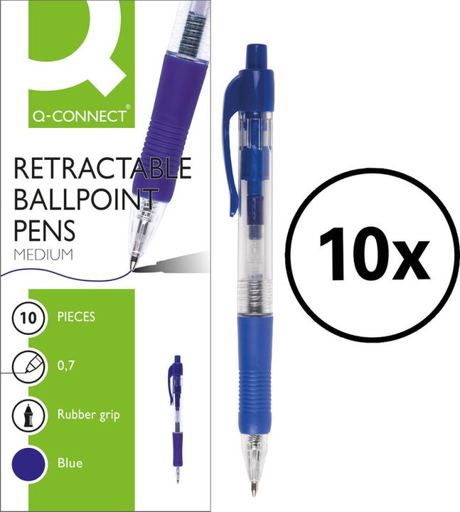 Actual product image Q-Connect Ballpoint pen with retractable mechanism (Blue, 10 x)