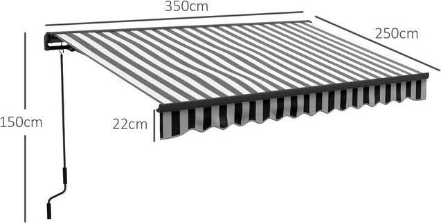 Produktbild Swisshandel24 Balkonmarkise, 350x250x150cm, UV30+ beständig, mit Fernbedienung, Handkurbel, Verstellbare Kassetten (2.50 m)