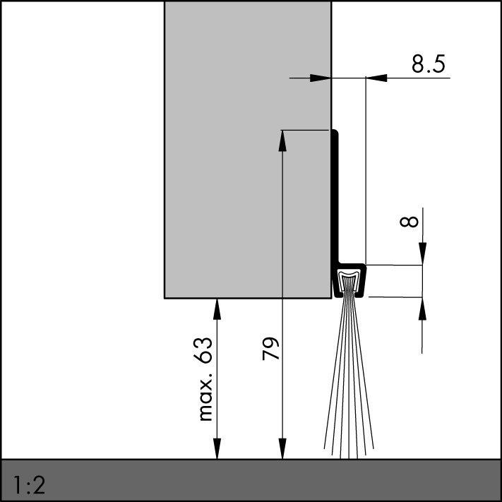 Produktbild Elton Ellen Türbodendichtung IBS 80 z. schrauben Alu silber, H 79 x L 2500mm, BH 39mm