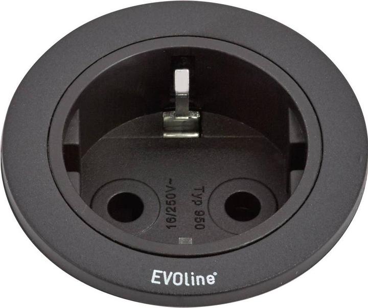 Produktbild Evoline One Einbausteckdose Gehäuse / Zierring schwarz (1 x, 3 m)