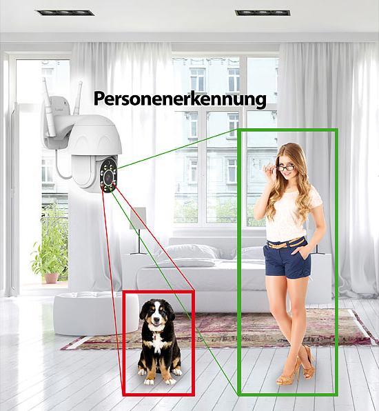 Actual product image 7links Pan Tilt Surveillance Camera with Full HD, 87dB Siren, Night Vision, LAN