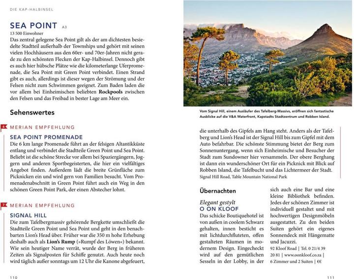 Actual product image MERIAN Reiseführer Kapstadt mit Winelands & Garden Route (German, Sandra Vartan, 2021)