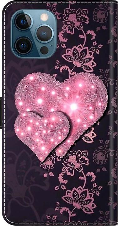 Produktbild Art iPhone 15 Pro Buch Etui Tasche mit Kartenfach Pinkes Herz (Apple iPhone 15 Pro)