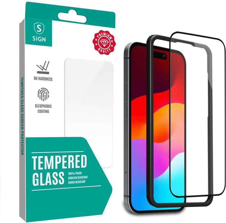 Image du produit SIGN Protecteur d'écran complet en verre trempé pour iPhone 16 Plus avec cadre de montage (Apple iPhone 16 Plus)