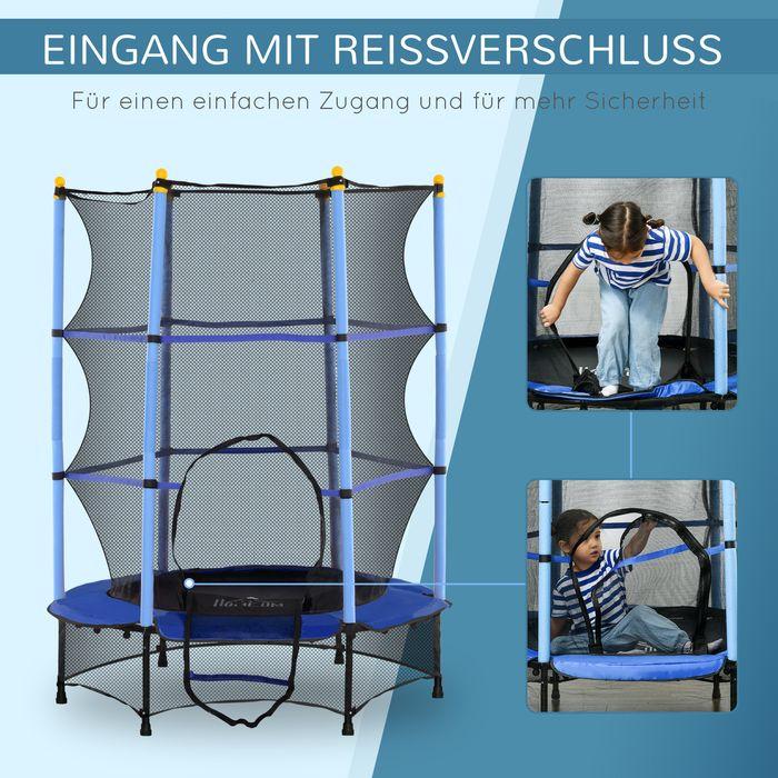 Actual product image Swisshandel24 Kinder Trampolin Ø140 cm, Trampolin für Kinder 3-10 Jahre, Gartentrampolin, blau (140 cm)