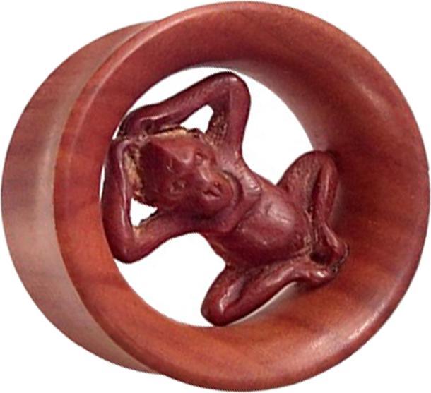 Star Piercing Flared Tunnel Affe aus Sawo Holz (ohne Messing, Organisch)