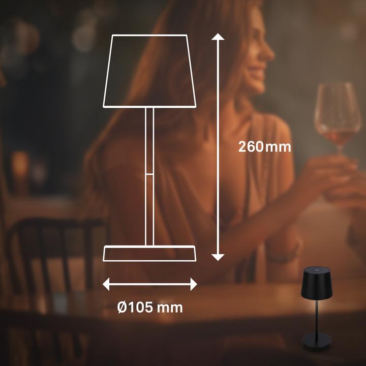 Image du produit Briloner Lampe de table LED rechargeable, noir, 1xmodule LED/2,6W (150 lm)