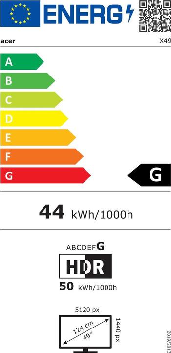 Energy Label Acer Predator X49 (5120 x 1440 pixels, 49")