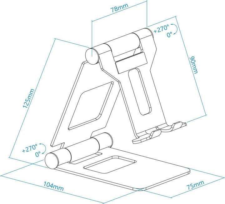 Image du produit Tooq Technology Soporte Sobremesa Para Telefono/Tablet Plegable Slim Rosa