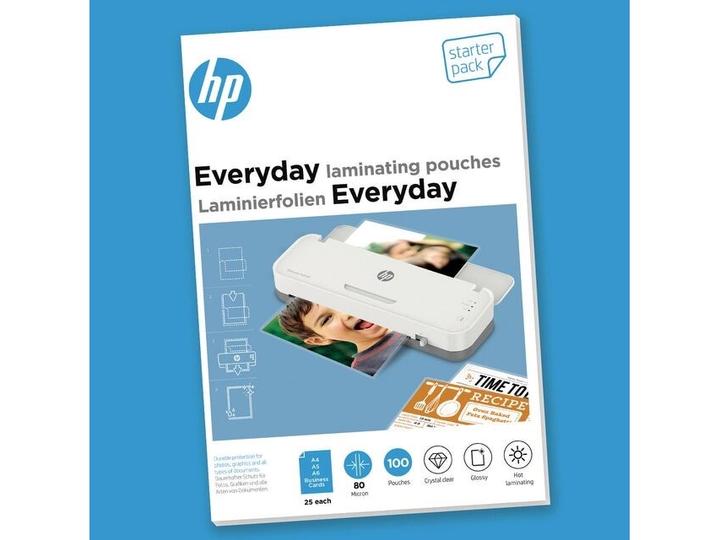 Productafbeelding HP Lamineerfolie Everyday StarterSet 80 µm, 100 stuks, Glanzend (Visitekaartje, A6, A4, A5, 100 Stuk, 80 µm)
