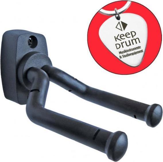 Produktbild keepdrum universal Wandhalter für Gitarre und Bass mit Plektrum Schlüsselanhänger (Bass, Gitarre)