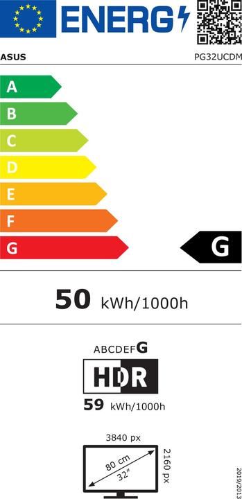 Energy Label ASUS ROG Swift PG32UCDM (3840 x 2160 Pixels, 31.50")
