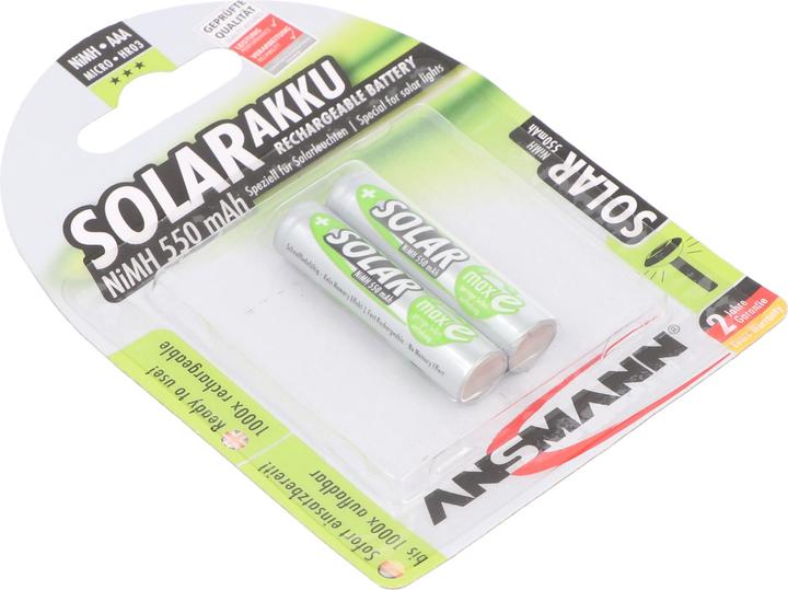 Actual product image Ansmann NiMH HR03 Sol (2 pcs., AAA, 550 mAh, Battery + charger)