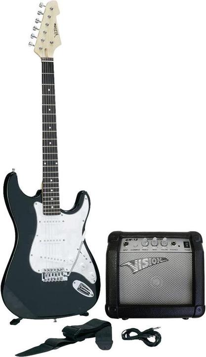 Produktbild MSA Musikinstrumente E-Gitarren-Set 301750 Schwarz (E-Gitarren Set, Pappel, Bergahorn)