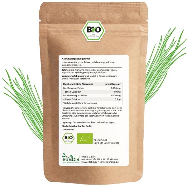 Immagine prodotto Eltabia Curcuma biologica erba d'orzo capsule 100 (100 Pezzo/i, Pillole)