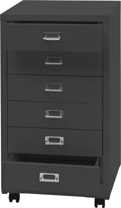 Produktbild Mendler Rollcontainer HWC-L49, Metall 75x40x41cm 6 Schubladen, dunkelgrau