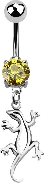 Image du produit Star Piercing Banane argent avec pendentif lézard jaune (Acier chirurgical 316L)