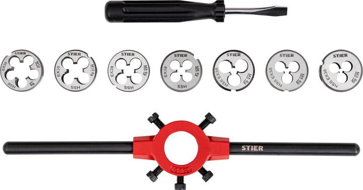 Actual product image Stier Thread cutting tool set / thread cutter set 32-piece M3-M12 HSS-G