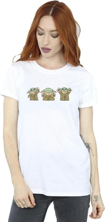 Actual product image Star Wars Womens/Ladies The Mandalorian Grogu Poses Cotton Boyfriend T-Shirt (XL)