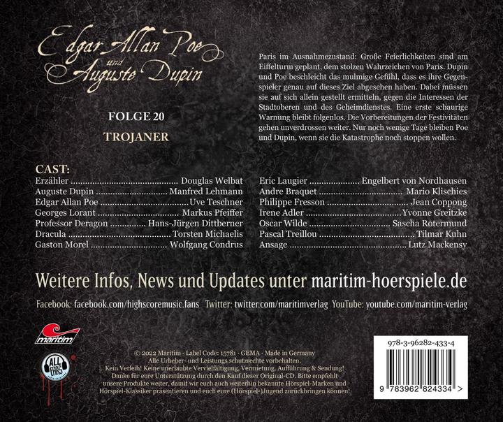 Immagine prodotto Edgar Allan Poe e Auguste Dupin 20 Troiani