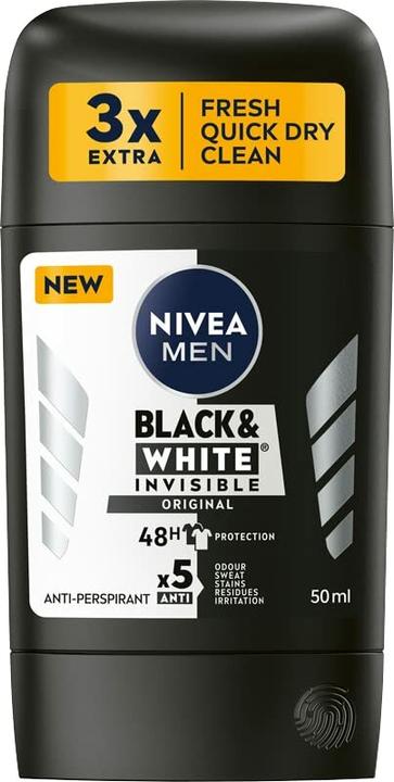 Image du produit NIVEA Menack & White Invisible Original Antiperspirant Stick 50Ml (Stick, 50 ml)