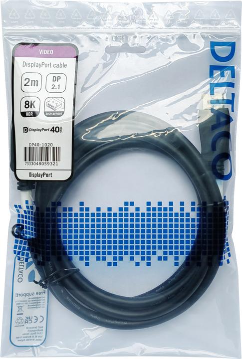 Immagine prodotto Deltaco Cavo DisplayPort, DP 2.1, DP40, / DP40-1020 (2 m, DisplayPort)