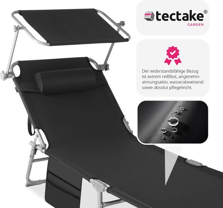 Actual product image tectake Chloé Sun Lounger 4-Position, Headrest and Bag (161 cm)