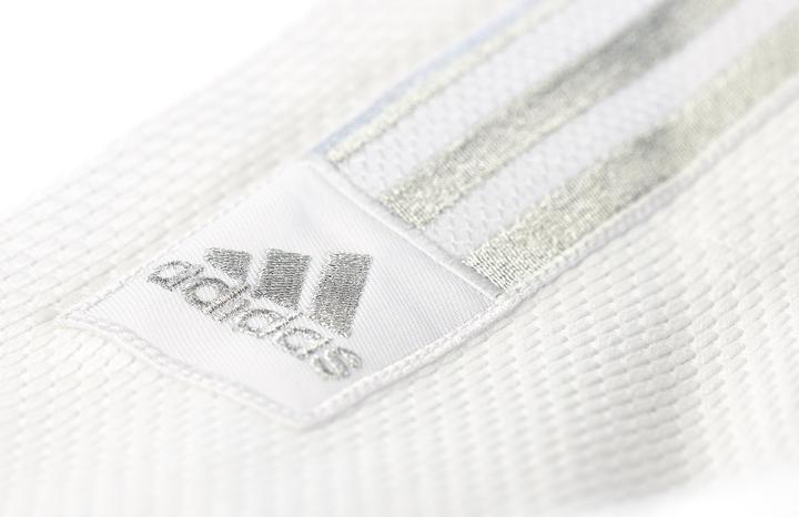 Actual product image adidas Judo suit "Contest" white/silver stripes, J650 (170)