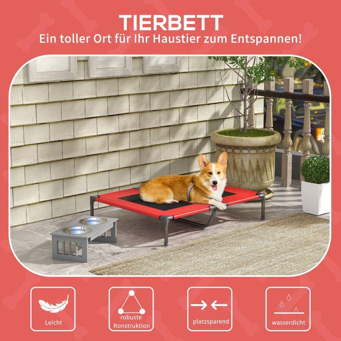 Actual product image Swisshandel24 Dog bed, dog lounger, robust, raised & weatherproof, up to 50 kg, 92x76x18cm, red (Dog)