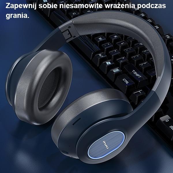 Actual product image Awei słuchawki nauszne Bluetooth A100BL czarny/black (12 h, Wireless)